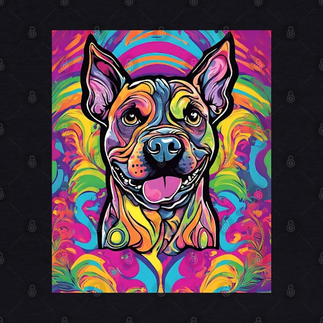 Psychedelic Pitbull by Doodle and Things